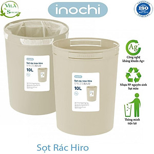 Thùng Đựng Rác, Giỏ Rác - Sọt Rác Tròn Hiro 5L-10L-15L Inochi Có Cài Túi Rác Đa Năng Tiện Lợi