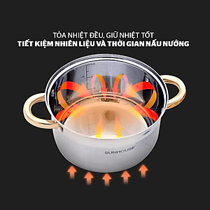 Bộ nồi inox 5 đáy Sunhouse SH781 16-20-24cm (Tặng Kèm Móc Khóa BG)