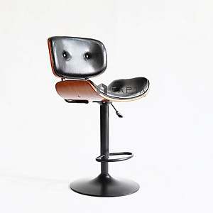 Ghế bar thân gỗ nệm da Pu CB2287A-P Nội thất Capta Ghế đảo bếp lưng gỗ nệm bọc da PU màu đen chân thép sơn tĩnh điện màu đen tăng giảm