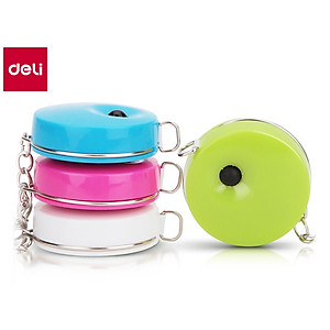 Thước Dây Deli Có Thể Làm Móc Chìa Khóa- Dài 1.5M - Thước Dây Cuộn - Màu Trơn Xanh Lá / Xanh Dương / Hồng / Trắng  - 1 Chiếc