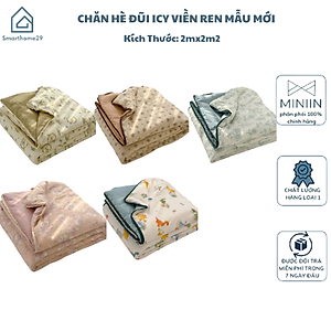 Chăn Đũi ICY Mới, Viền Ren Cao Cấp, Mềm Mịn, Mát Lạnh Cho Mùa Hè (2mx2m2) - HÀNG CHÍNH HÃNG MINIIN