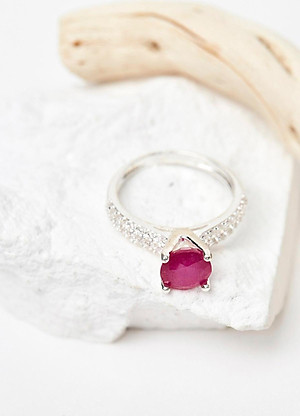 Nhẫn bạc đá ruby ni 17 mệnh hỏa, thổ - Ngọc Quý Gemstones