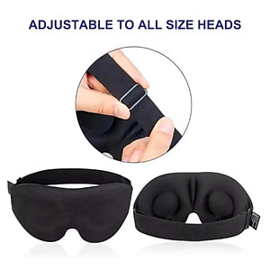 Bịt Che Mắt Ngủ 3D Kèm Bịt Tai Văn Phòng, Trên Xe Ô tô, Máy Bay, Thoáng Khí, Mềm Mại Cho Giấc Ngủ Ngon, Mặt Nạ Ngủ. Du Lịch Dã Ngoại Phượt Thiền MÀU ĐEN