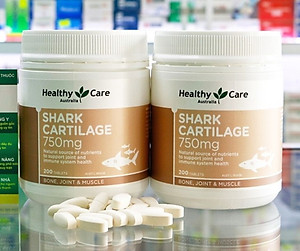 Sụn vi cá mập Úc Healthy Care Shark Cartilage 750mg tăng cường sức khỏe xương khớp, chức năng vận động - OZ Slim Store