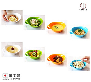 Combo 01 Bát ăn cho bé có quai cầm Kokubo Meal Bowl φ15cm + 01 Cốc nhựa uống nước Nakaya 200ml có nắp silicon mềm - Made in Japan
