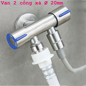 Van nước KG45 2cổng xả có khóa riêng biệt dạng vòi chia nước, đường kính van 20mm, chất liệu inox304 - Hàng chính hãng