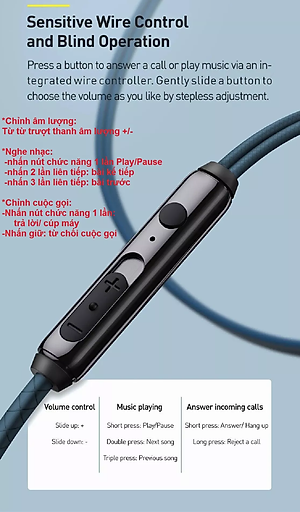 Tai nghe chân cắm 3.5mm âm thanh 6D Baseus H19 - Hàng chính hãng