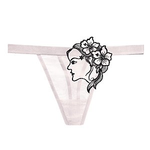 Quần lót nữ lọt khe thêu hình mặt người quyến rũ