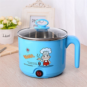 Ca Nấu Mì Mini, Nồi Lẩu Điện Đa Năng Có Tay Cầm, Nắp Thủy Tinh, Size To 18cm Kèm Xửng Hấp - Hàng Loại 1 - Chính Hãng MINIIN