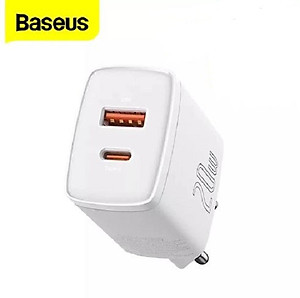 Cốc sạc siêu nhỏ gọn 20W Baseus Compact Quick Charger (USB + Type C, công suất 20W) - Hàng Chính Hãng 