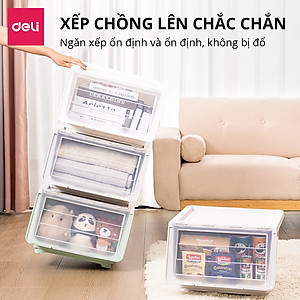 Hộp Nhựa Đựng Đồ Nắp Trong Đa Năng Thùng Đựng Đồ Chơi Quần Áo Sách Vở Vật Dụng Gia Đình Deli - Xếp Chồng Tiện Lợi