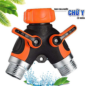 Van chia nước chia 2 chữ Y 2 đầu ra, 2 khóa van độc lập, phi 27mm ¾, đầu nối ống nước chia 2