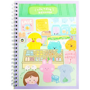 Sổ Tay Lò Xo A5 Kẻ Ô Vuông 100 Trang 100gsm - Cô Tiên Xanh - Cửa Hàng Bánh Kẹo