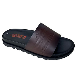 Dép da nam quai ngang thời trang da bò thật màu nâu chính hãng Trường Hải QN157