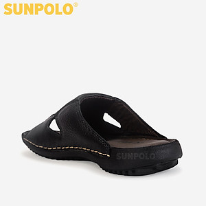 Dép nam quai ngang da bò đế cao su DQN020 phiên bản đen