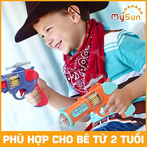 Súng đồ chơi trẻ em 3D bằng nhựa cho bé có nhạc âm thanh có đèn giải trí ngoài trời và trong nhà tặng PIN AA