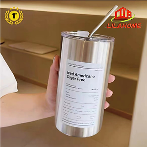 Ly Giữ Nhiệt Inox 304 600ml Độ Bền Cao Tặng Kèm Ống Hút Inox Và Túi Đựng Ly Trong Suốt - Chính Hãng