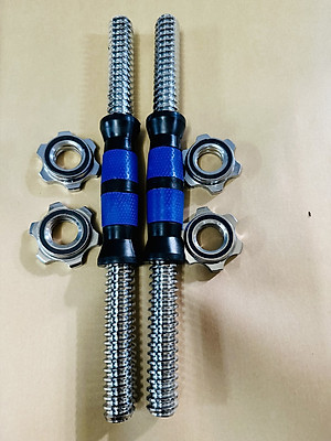 Bộ 2 đòn tạ tay 35cm (sắt Xanh) Đúc Đặt cao cấp + 4 khóa chốt