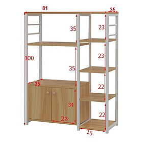 Giá để lò vi sóng 170-3 loại 4 ngăn gỗ lõi xanh phủ melamine chống nước, khung thép sơn tĩnh điện chống gỉ và bong tróc, hàng được sản xuất tại Việt Nam