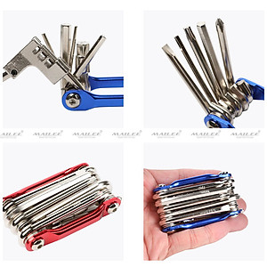 Lục giác sửa chữa xe đạp T-25 11 in 1, bao gồm các dụng cụ đủ loại như đinh vít, lục giác, cắt xích và nạy lốp - Mai Lee