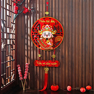 Dây Treo Trang Trí Thần Tài Đầu Lắc Lư Dùng Pin Có Bông Tua Và Móc Treo
