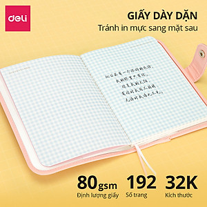 Sổ Tay Ghi Chép Bìa Cứng 32K 96 Trang Deli - 4 Định Dạng Giấy - Xanh Dương/Hồng - SZ025