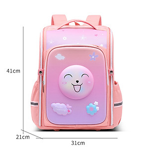Balo chống gù dáng hộp 3D cho bé gái ,balo học sinh tiểu học in hình dễ thương HS1026