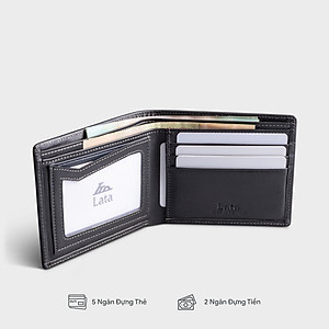 Ví nam da bò Lata ( Thời trang nam gấp 2 dáng ngang - Ví da thật LVN98 )