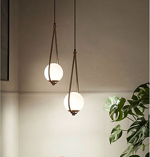 Đèn thả SAPAS chao thủy tinh địa cầu, khung mạ vàng hình giọt nước - kèm bóng LED chuyên dụng (82).