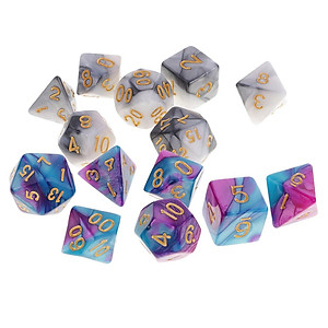 Bộ/14 PCS 1.6 Cm Đa Diện Xúc Xắc Chết D20 D12 D10 D8 D6 D4 Bàn Chơi Bảng