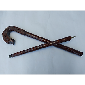 Gậy batoong gỗ trạm đầu rồng cho người già