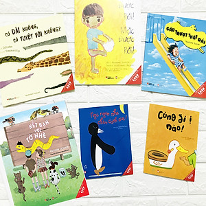 Sách bộ Ehon 6 cuốn - Bé 0-3 tuổi - Có dài không có tuyệt vời không + Mặc được rồi + Cầu trượt thật dài + Kết bạn với tớ nhé + Ngủ ngon nhé chim cánh cụt + Cùng đi ị nào