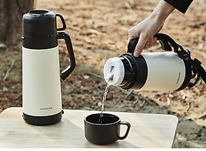 Bình giữ nhiệt Lock&Lock Easy Outdoor Vacuum Bottle LHC1484 1,2L và LHC1485 1,8L - Hàng chính hãng có quai xách, nắp dùng làm cốc nước - JoyMall