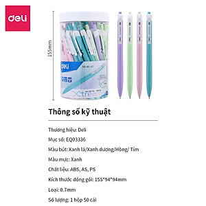 Bút bi dầu Deli - 0.7mm đầu bấm - 50 chiếc/hộp - EQ03336/EQ03236/EQ02836
