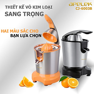 Máy vắt cam APELEK CJ-6003B - Hàng chính hãng - Đầu rót trực tiếp tiện lợi - Công suất 200W mạnh mẽ - Lưới lọc bằng Inox 304 dễ dàng vệ sinh - Tay ép an toàn-  Hai đầu vắt lớn và nhỏ 