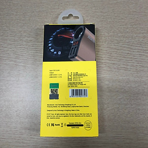 Tẩu sạc ô tô nhãn hiệu Hoco Z10 có 2 cổng USB (5V 2.1A) và màn hình Led hiển thị thông số điện áp
