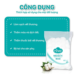 Combo 05 Gói 100 Bông Gòn Viên Tròn Y Tế NIVA Yb2 Đường Kính 27mm Nhét Tai Cho Phụ Nữ Sau Sinh