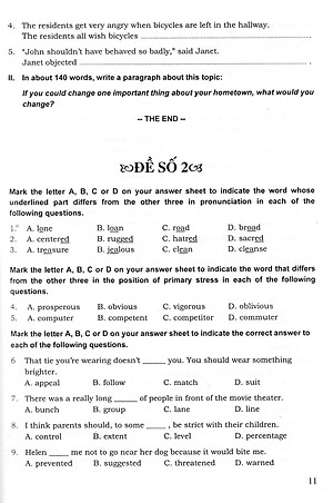 Bộ Đề Thi THPT Quốc Gia Môn Tiếng Anh (Phương Pháp Trắc Nghiệm) + Tặng Phiếu Trắc Nghiệm 50 Câu_HA