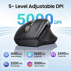 Chuột không dây Ugreen 45792 Bluetooth 5.4 & Wireless 2.4GHz 5000DPI 5 cấp độ - Hàng chính hãng