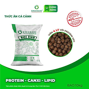Thức ăn Cá Koi GREENABC - Koi Fish - Protein 40 tăng size, tăng màu, tiêu hóa tốt - Bao 10kg