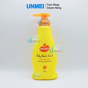 Bộ 2 Chai Sữa Tắm Gội Wesser 2in1 Hương Phấn (500ml x 2) - Cam