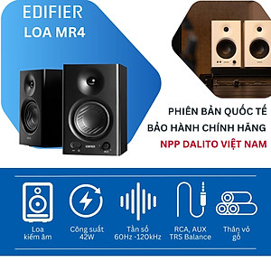 Loa kiểm âm Edifier MR4 Xử lý tín hiệu số Đầu vào TRS balance - Hàng chính hãng