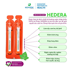 Siro ho thảo dược, chiết xuất lá thường xuân bổ phế, giảm ho dành cho trẻ em HEDERA | Kentek Pharma | Ống 10ml, Hộp 20 ống