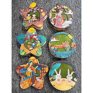 Lồng Đèn Trung Thu Gỗ Mộc Màu : Đèn Lân Sao - Bách Mộc 09 (Có Kèm Pin)