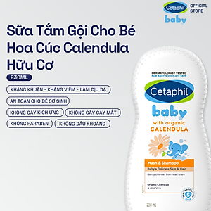 Sữa tắm gội dịu lành cho bé Cetaphil Baby Wash & Shampoo with Organic Calendula 230ml