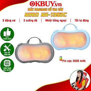 Gối Massage Hồng Ngoại, Máy Mát Xa Cổ Vai Gáy, Matxa Toàn Thân Nikio NK-135DC - Công Nghệ Xoa Bóp Chuyên Sâu, Sưởi Ấm Hồng Ngoại - Pin sạc