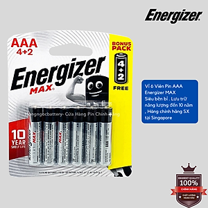 Vỉ 6 Viên Pin AA , Pin AAA Energizer Max 1,5V Alkaline - Hàng chính hãng