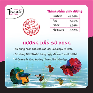 Thức ăn Cá 7 Màu nhãn hiệu GREENABC – Guppy và Betta – Độ đạm 40% giúp tăng trưởng nhanh, lên màu đẹp, đề kháng tốt  – Hộp 50g