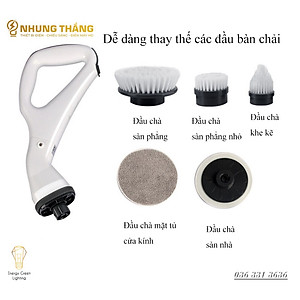 Máy Cọ Chà Sàn Vệ Sinh  Tự Động, Bàn Chải Làm Sạch Vệ Sinh Nhà Tắm Không Dây Với 4 Đầu Thay Thế