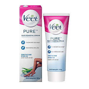 [MỚI] Kem tẩy lông Veet cho da nhạy cảm, hộp lớn 100g tiết kiệm, công thức Pure cải tiến